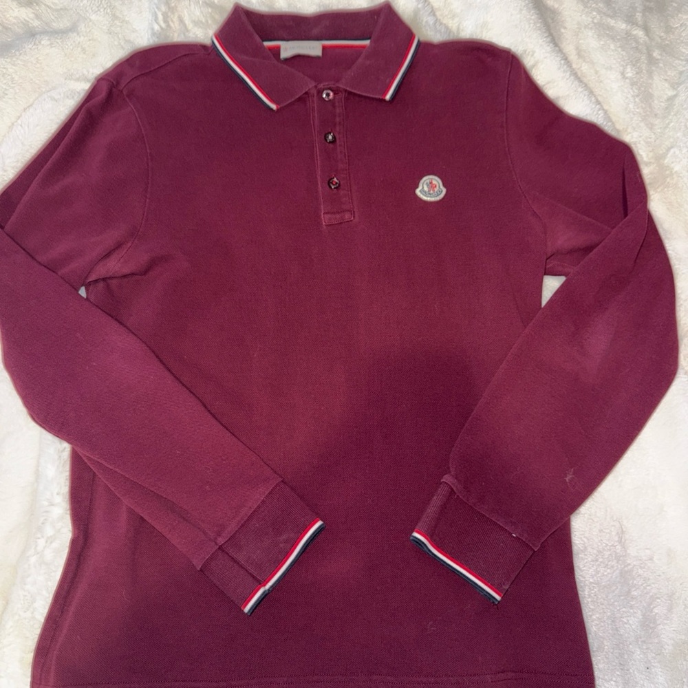 Men's Burgundy Long Sleeve Polo Shirt